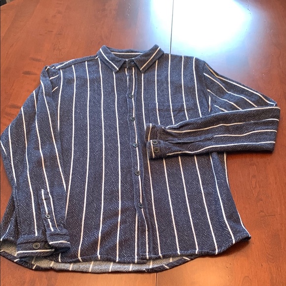 Zara Other - Zara Men’s Medium 100% Cotton Navy & White Striped Button-Up Shirt